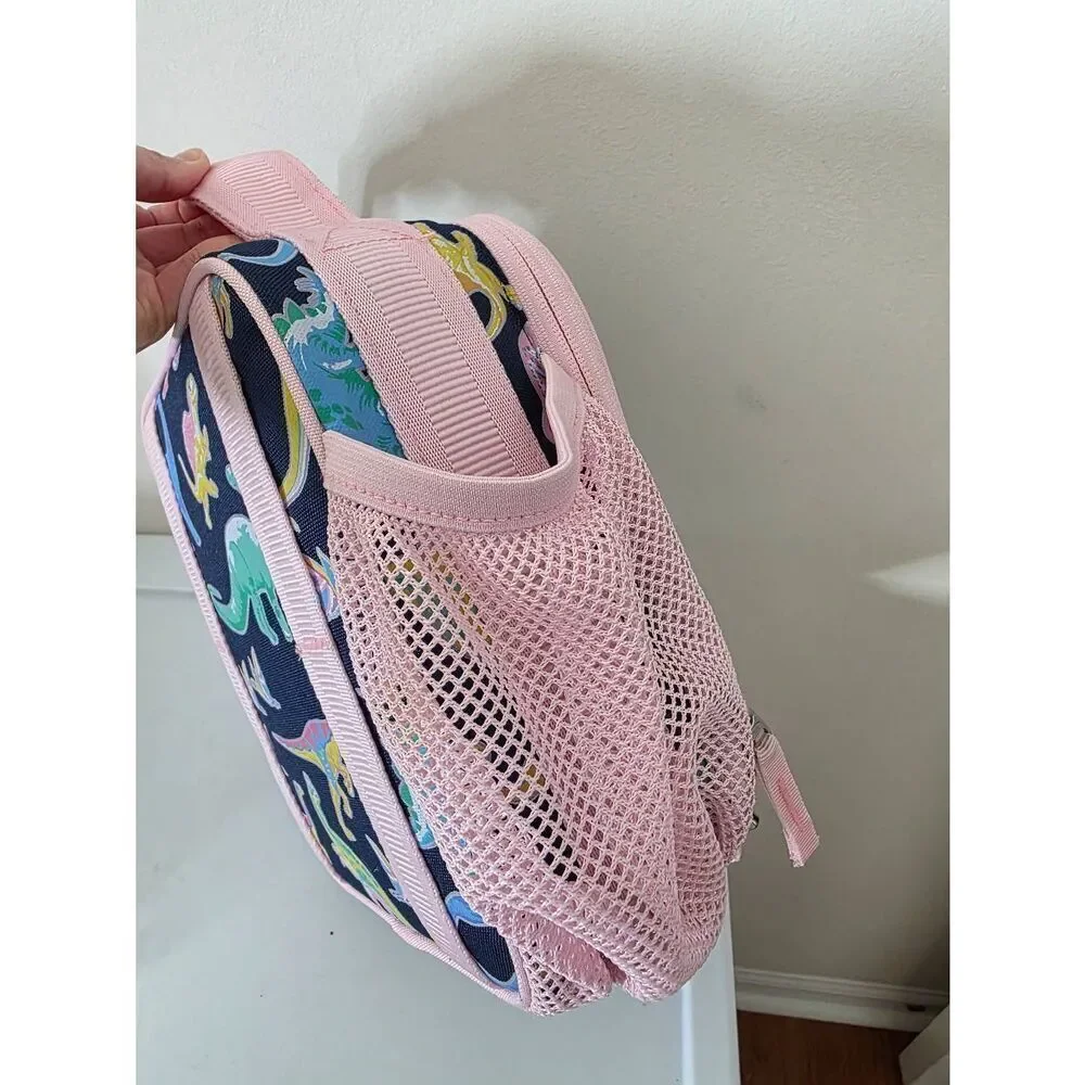 Pottery Barn Mackenzie Classic Pink Dino Dinosaur Lunch Bag NWOT